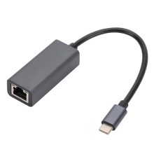 Bion Переходник с кабелем USB C - RJ45, 1000мб/с, алюминиевый корпус, 15 см, черный [BXP-A-USBC-LAN-ALB]