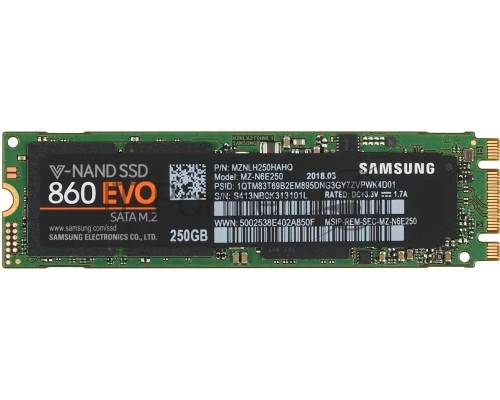 Накопитель SSD Samsung 860 EVO 250GB M.2  Samsung  (R550/W520Mb/s, V-NAND, SATA 6Gb/s, 2280) (MZ-N6E250BW)