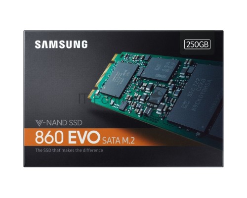 Накопитель SSD Samsung 860 EVO 250GB M.2  Samsung  (R550/W520Mb/s, V-NAND, SATA 6Gb/s, 2280) (MZ-N6E250BW)