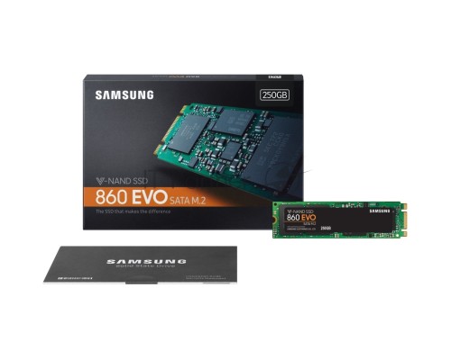 Накопитель SSD Samsung 860 EVO 250GB M.2  Samsung  (R550/W520Mb/s, V-NAND, SATA 6Gb/s, 2280) (MZ-N6E250BW)