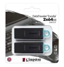 Kingston USB Drive 64GB DataTraveler Exodia USB 3.2 gen.1, черный+бирюзовый Комплект из двух флеш накопителей  