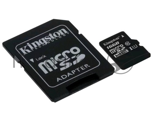 Флеш карта microSD 16GB Kingston microSDHC Class 10 UHS-I U1 Canvas Select (SD адаптер) 80MB/s