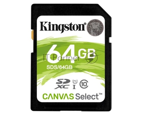 Флеш карта SD 64GB Kingston SDXC Class 10 UHS-I U1 Canvas Select 80Mb/s