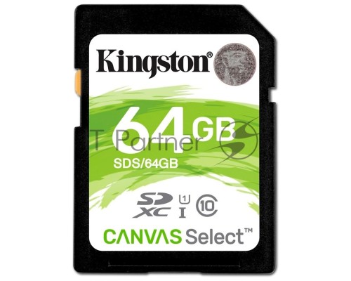 Флеш карта SD 64GB Kingston SDXC Class 10 UHS-I U1 Canvas Select 80Mb/s