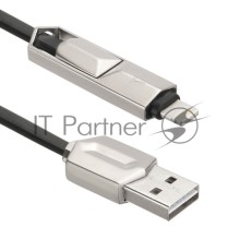 USB кабель ACD-DUAL Lightning / MicroUSB ~ USB-A 2в1, TPE, 1м, черный (ACD-U924-PMB)