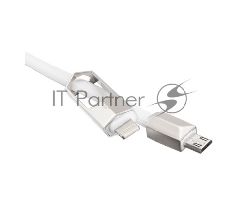 USB кабель ACD-DUAL Lightning / MicroUSB ~ USB-A 2в1, TPE, 1м, белый (ACD-U924-PMW)