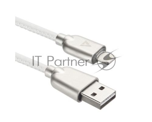 USB кабель ACD-Allure Lightning ~ USB-A Кожа, 1м, белый (ACD-U926-P5W)