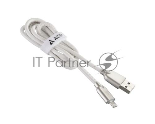 USB кабель ACD-Allure Lightning ~ USB-A Кожа, 1м, белый (ACD-U926-P5W)