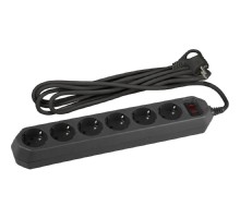 Эра Б0037265 Сетевой фильтр USF-6es-5m-B с базовой защитой с заземлением с выключателем 6 розеток 5м 10А черный