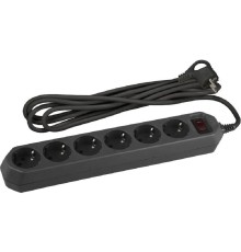Эра Б0037265 Сетевой фильтр USF-6es-5m-B с базовой защитой с заземлением с выключателем 6 розеток 5м 10А черный
