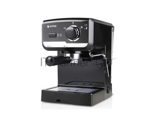 Кофеварка рожковая Vitek VT-1502 черный, исп. кофе - молотый, 1.5 л, 1050 Вт, 15 Бар.