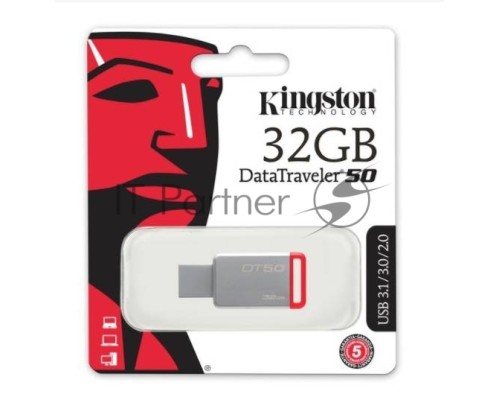Флеш Диск Kingston USB Drive 32Gb DT50/32GB {USB3.1}