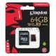 Флеш карта microSD 64GB Kingston microSDXC Class UHS-I U3 V30 Canvas React (SD адаптер) 80MB/s