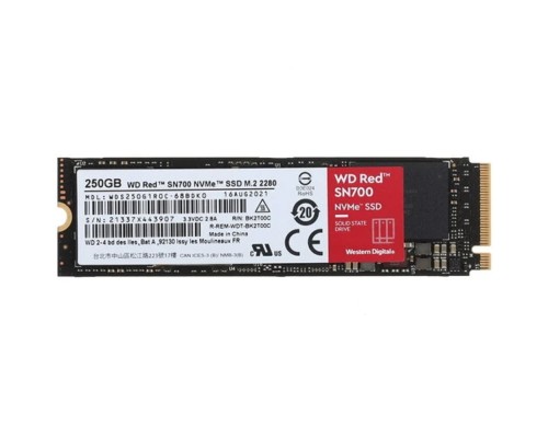 [накопитель] WD SSD 250GB RED SN700 NVMe M.2 PCI-E R3100Mb/s, W1600MB/s WDS250G1R0C