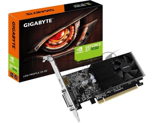 Видеокарта Gigabyte GV-N1030D4-2GL NVidia GeForce GT 1030, 2Gb DDR4/64-bit, PCI-Ex16 3.0, DVI-Dx1, HDMI2.0bx1, LP, 2-slot cooler, Retail