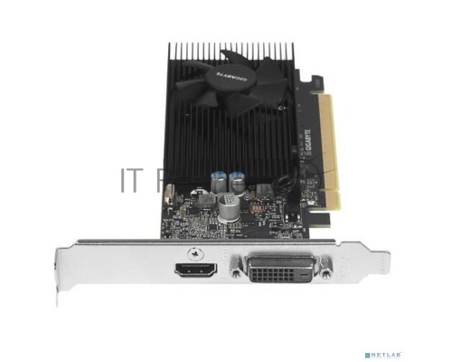 Видеокарта Gigabyte GV-N1030D4-2GL NVidia GeForce GT 1030, 2Gb DDR4/64-bit, PCI-Ex16 3.0, DVI-Dx1, HDMI2.0bx1, LP, 2-slot cooler, Retail