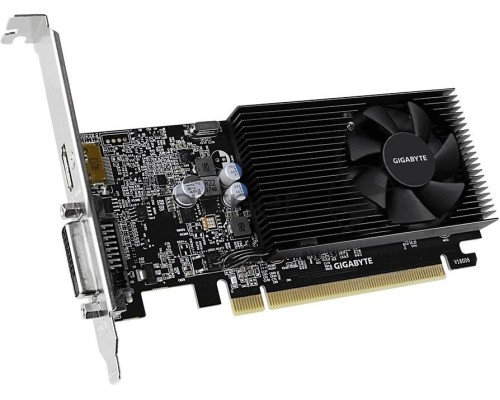 Видеокарта Gigabyte GV-N1030D4-2GL NVidia GeForce GT 1030, 2Gb DDR4/64-bit, PCI-Ex16 3.0, DVI-Dx1, HDMI2.0bx1, LP, 2-slot cooler, Retail
