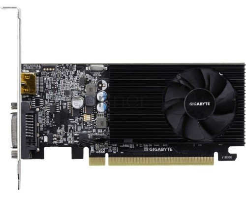 Видеокарта Gigabyte GV-N1030D4-2GL NVidia GeForce GT 1030, 2Gb DDR4/64-bit, PCI-Ex16 3.0, DVI-Dx1, HDMI2.0bx1, LP, 2-slot cooler, Retail