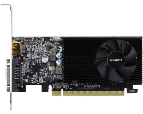 Видеокарта Gigabyte GV-N1030D4-2GL NVidia GeForce GT 1030, 2Gb DDR4/64-bit, PCI-Ex16 3.0, DVI-Dx1, HDMI2.0bx1, LP, 2-slot cooler, Retail