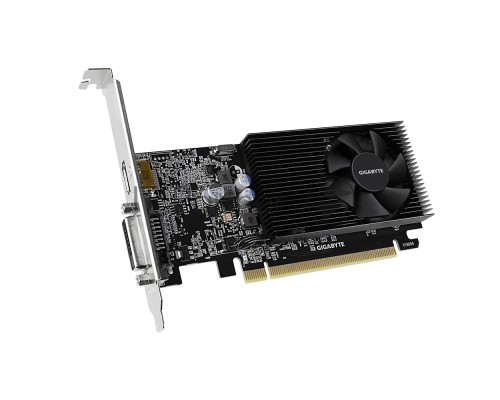 Видеокарта Gigabyte GV-N1030D4-2GL NVidia GeForce GT 1030, 2Gb DDR4/64-bit, PCI-Ex16 3.0, DVI-Dx1, HDMI2.0bx1, LP, 2-slot cooler, Retail