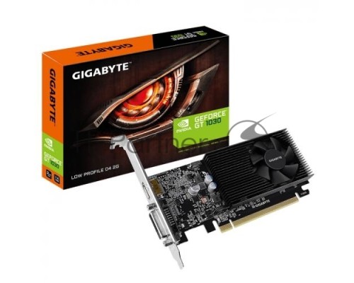 Видеокарта Gigabyte GV-N1030D4-2GL NVidia GeForce GT 1030, 2Gb DDR4/64-bit, PCI-Ex16 3.0, DVI-Dx1, HDMI2.0bx1, LP, 2-slot cooler, Retail