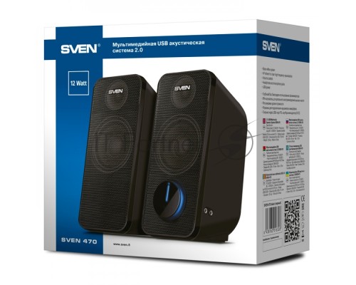 Портативная колонка SVEN 470 (12Вт, USB) [SV-016326] Цвет: черный