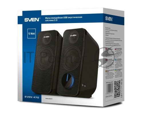 Портативная колонка SVEN 470 (12Вт, USB) [SV-016326] Цвет: черный