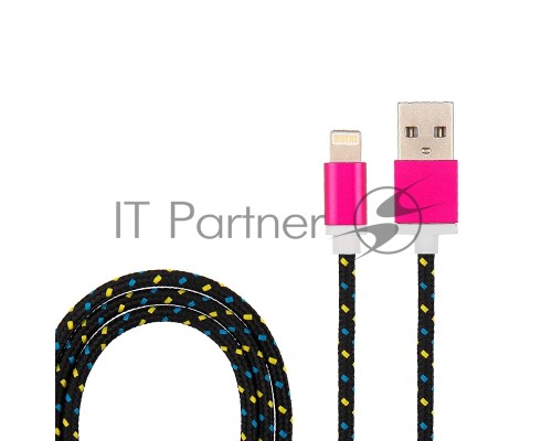 Кабель Rexant (18-4245) USB кабель для iPhone 5/6/7 моделей, шнур в тканевой оплетке, черный