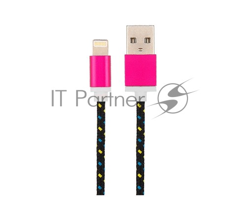 Кабель Rexant (18-4245) USB кабель для iPhone 5/6/7 моделей, шнур в тканевой оплетке, черный