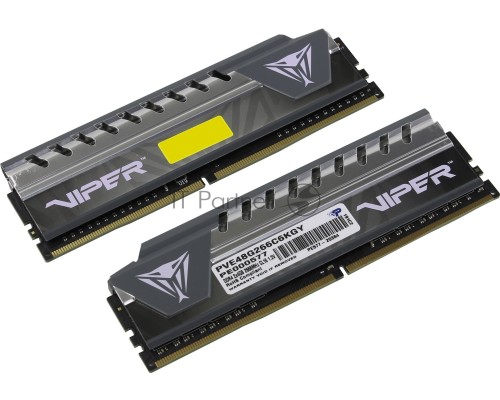 Модуль памяти Patriot DIMM DDR4 8GB 2x4GB (pc-21300) 2666MHz Patriot Viper4 Elite Grey Logo CL16 RTL PVE48G266C6KGY Модуль памяти Patriot DIMM DDR4 8GB 2x4GB (pc-21300) 2666MHz Patriot Viper4 Elite Grey Logo CL16 RTL PVE48G266C6KGY