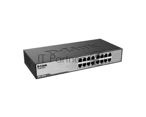 Неуправляемый коммутатор D-Link DES-1016D/H1A с 16 портами 10/100Base-TX, функцией энергосбережения и поддержкой QoS