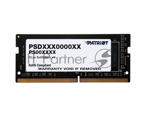 Модуль памяти Patriot SO-DIMM DDR4 8Gb 2400MHz Patriot PSD48G240082S RTL PC4-17000 CL17 260-pin 1.2В dual rank Модуль памяти Patriot SO-DIMM DDR4 8Gb 2400MHz Patriot PSD48G240082S RTL PC4-17000 CL17 260-pin 1.2В dual rank