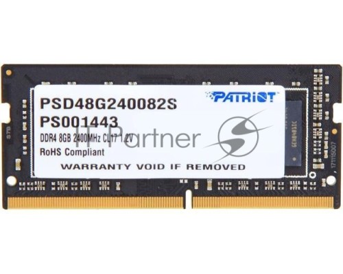 Модуль памяти Patriot SO-DIMM DDR4 8Gb 2400MHz Patriot PSD48G240082S RTL PC4-17000 CL17 260-pin 1.2В dual rank Модуль памяти Patriot SO-DIMM DDR4 8Gb 2400MHz Patriot PSD48G240082S RTL PC4-17000 CL17 260-pin 1.2В dual rank