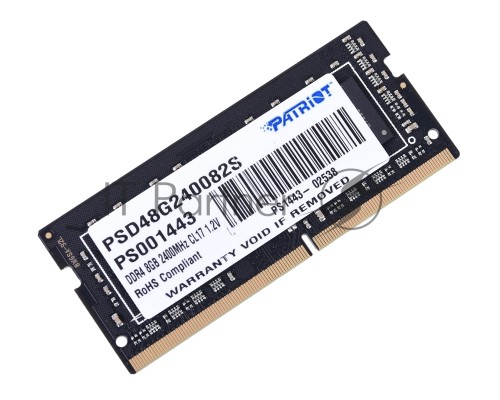 Модуль памяти Patriot SO-DIMM DDR4 8Gb 2400MHz Patriot PSD48G240082S RTL PC4-17000 CL17 260-pin 1.2В dual rank Модуль памяти Patriot SO-DIMM DDR4 8Gb 2400MHz Patriot PSD48G240082S RTL PC4-17000 CL17 260-pin 1.2В dual rank