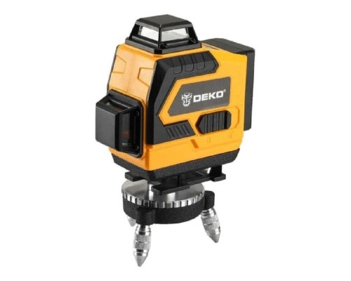 [Лазерные дальномеры, уровни, детекторы] Уровень лазерный самовыравнивающийся DEKO DKLL16 в кейсе со штативом 1 м { 16 линий, зеленый луч, 2 АКБ } [065-0233]