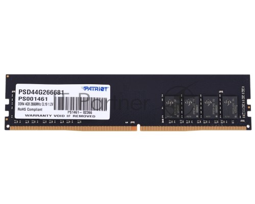 Оперативная память Patriot Memory 4GB DDR4 2666MHz PC21300 DIMMPSD44G266681 Оперативная память Patriot Memory 4GB DDR4 2666MHz PC21300 DIMMPSD44G266681