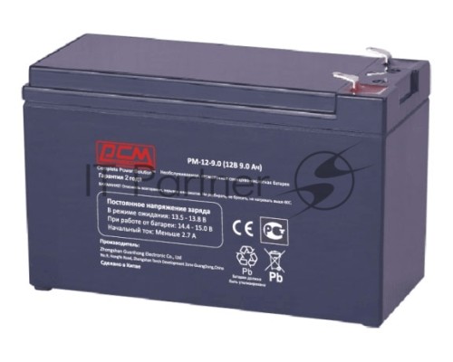 Батарея Powercom PM-12-9.0 (12V 9Ah) клемма T2(250)/T1(187)