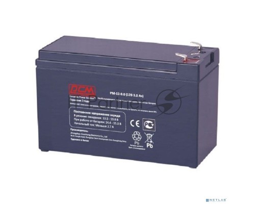 Батарея Powercom PM-12-9.0 (12V 9Ah) клемма T2(250)/T1(187)