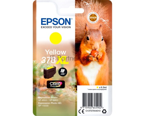 Картридж струйный Epson C13T37944020 378XL желтый (830 стр.) для Epson Expression HD XP-15000