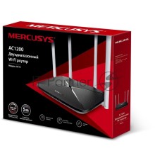Беспроводный маршрутизатор Mercusys AC12, Dual Band, (867Мбит/с на 5 ГГц + 300Мбит/с на 2,4 ГГц)  4 порта 100 Мбит/с, 4 фиксированных антенны