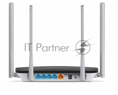 Беспроводный маршрутизатор Mercusys AC12, Dual Band, (867Мбит/с на 5 ГГц + 300Мбит/с на 2,4 ГГц)  4 порта 100 Мбит/с, 4 фиксированных антенны