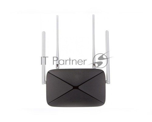 Беспроводный маршрутизатор Mercusys AC12, Dual Band, (867Мбит/с на 5 ГГц + 300Мбит/с на 2,4 ГГц)  4 порта 100 Мбит/с, 4 фиксированных антенны