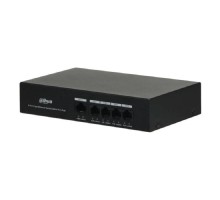 DAHUA DH-PFS3005-4ET-36 5-портовый неуправляемый коммутатор с РоЕ, 4xRJ45 100Mb PoE, 1xRJ45 100Mb, суммарно 36Вт, коммутация 1 Гбит/с, MAC-таблица 1К, металл