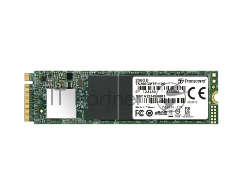 Накопитель SSD 256GB Transcend MTE110S, 3D TLC NAND, M.2 2280,PCIe Gen3x4, DRAM-less
