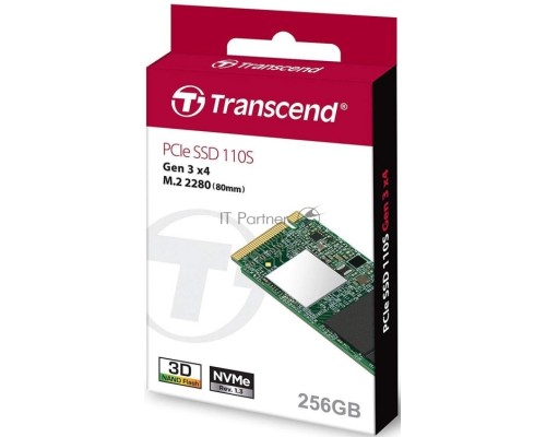 Накопитель SSD 256GB Transcend MTE110S, 3D TLC NAND, M.2 2280,PCIe Gen3x4, DRAM-less