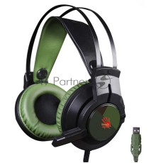 Наушники с  микрофоном A4 Bloody J450 черный/зеленый 2.2м мониторы оголовье