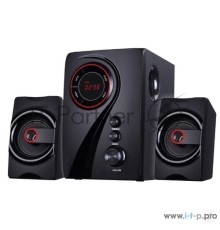 Мультимедийная акустическая система GINZZU GM-406 2.1 с Bluetooth. Выходная мощность (RMS) 40 Вт. Диапазон воспроизводимых частот: 40Гц - 20КГц. Bluetooth: V2.1. Встроенный аудио-плеер: SD-card, USB-flash до 32 ГБ. FM радио: 87.5МГц - 108.0МГц. Вход AUX: