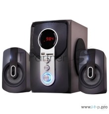 Мультимедийная акустическая  система GINZZU GM-405  2.1 с Bluetooth. Выходная мощность (RMS) 40 Вт. Диапазон воспроизводимых частот: 40Гц - 20КГц. Встроенный аудио-плеер: SD-card, USB-flash до 32 ГБ. FM радио: 87.5МГц - 108.0МГц. Вход AUX: стерео вход (2