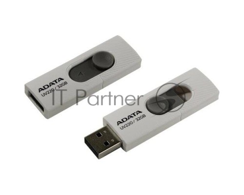 Флеш диск 32GB ADATA UV220, USB 2.0, белый/серый