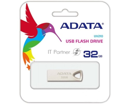 Флеш диск 32GB USB Drive ADATA USB 2.0 UV210 золотой мет. AUV210-32G-RGD